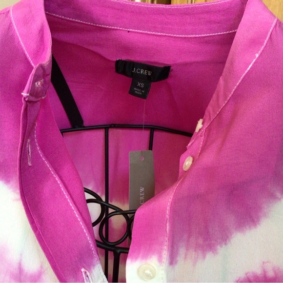 J Crew PINK Tie Dyed 100% SILK tunic NWT XS - Picture 6 of 11